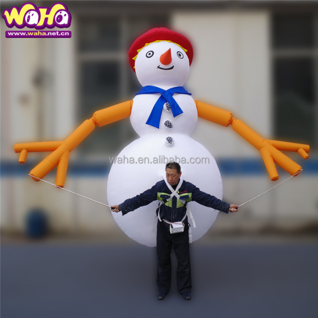Customized Christmas Parade Cartoon Anime Walking Snowman Costume Inflatable