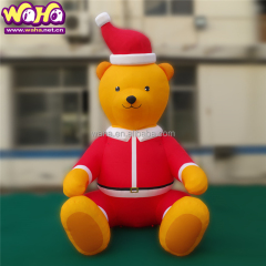 Large Advertising Inflatable Bear Balloon Christmas Cartoon Animal Mascot Model With Red Hat for Outdoor Event
