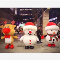 Christmas Cartoon Anime Fur Material Inflatables Santa Claus Doll Snowman Dress Deer Reindeer Costume Parade Props Funny Mascot