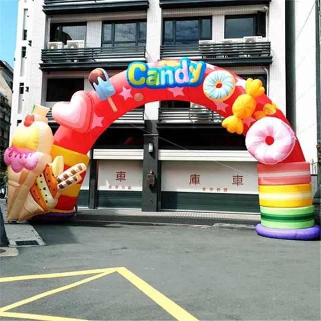 Outdoor Inflatable Christmas Candy Cane Donut Arch With Bowknot and  & Event Decoration With Gift in Advertising Inflatables