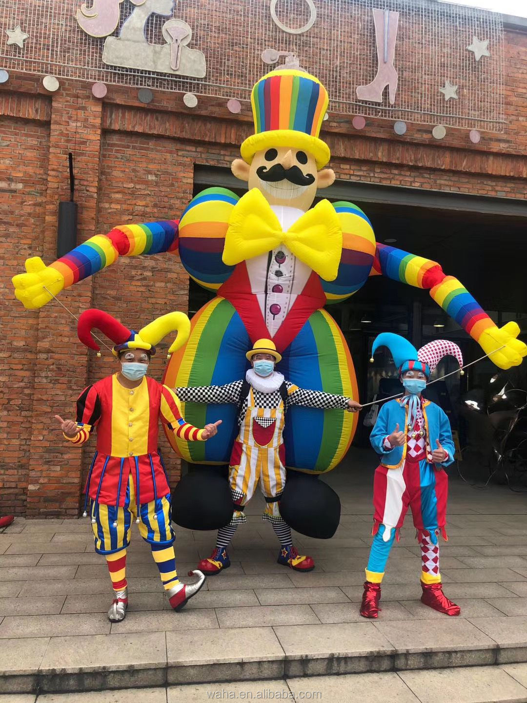 Parade Performance Inflatable Clown Man Shaped Costume Inflatable Human Puppet for Events Decoration