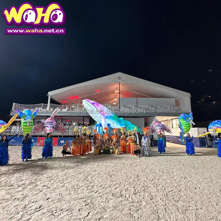 Marine Theme Parade Fish Shape Inflatable Whale Costume Puppet Inflatable Fish With Light Show Decoration