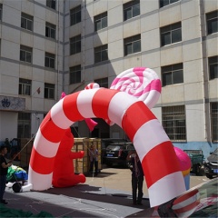 Outdoor Inflatable Christmas Candy Cane Donut Arch With Bowknot and  & Event Decoration With Gift in Advertising Inflatables