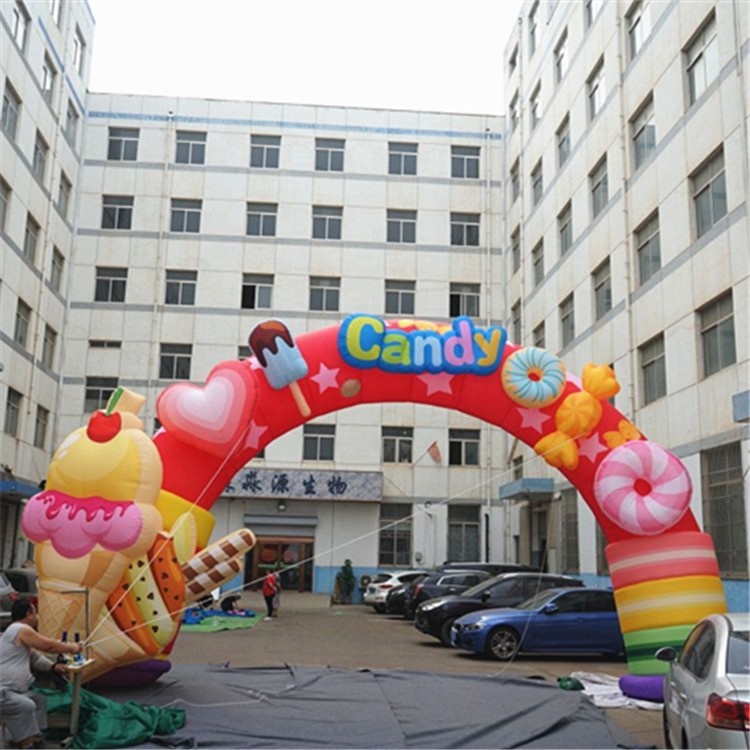 Outdoor Inflatable Christmas Candy Cane Donut Arch With Bowknot and  & Event Decoration With Gift in Advertising Inflatables
