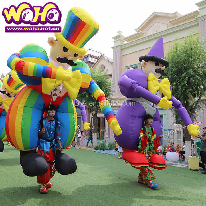 Parade Performance Inflatable Clown Man Shaped Costume Inflatable Human Puppet for Events Decoration