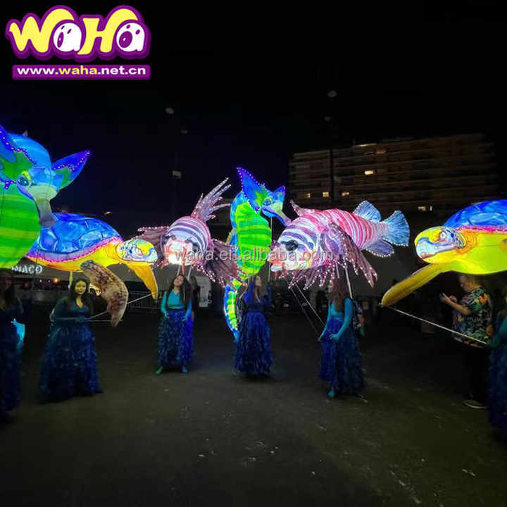 Marine Theme Parade Fish Shape Inflatable Whale Costume Puppet Inflatable Fish With Light Show Decoration