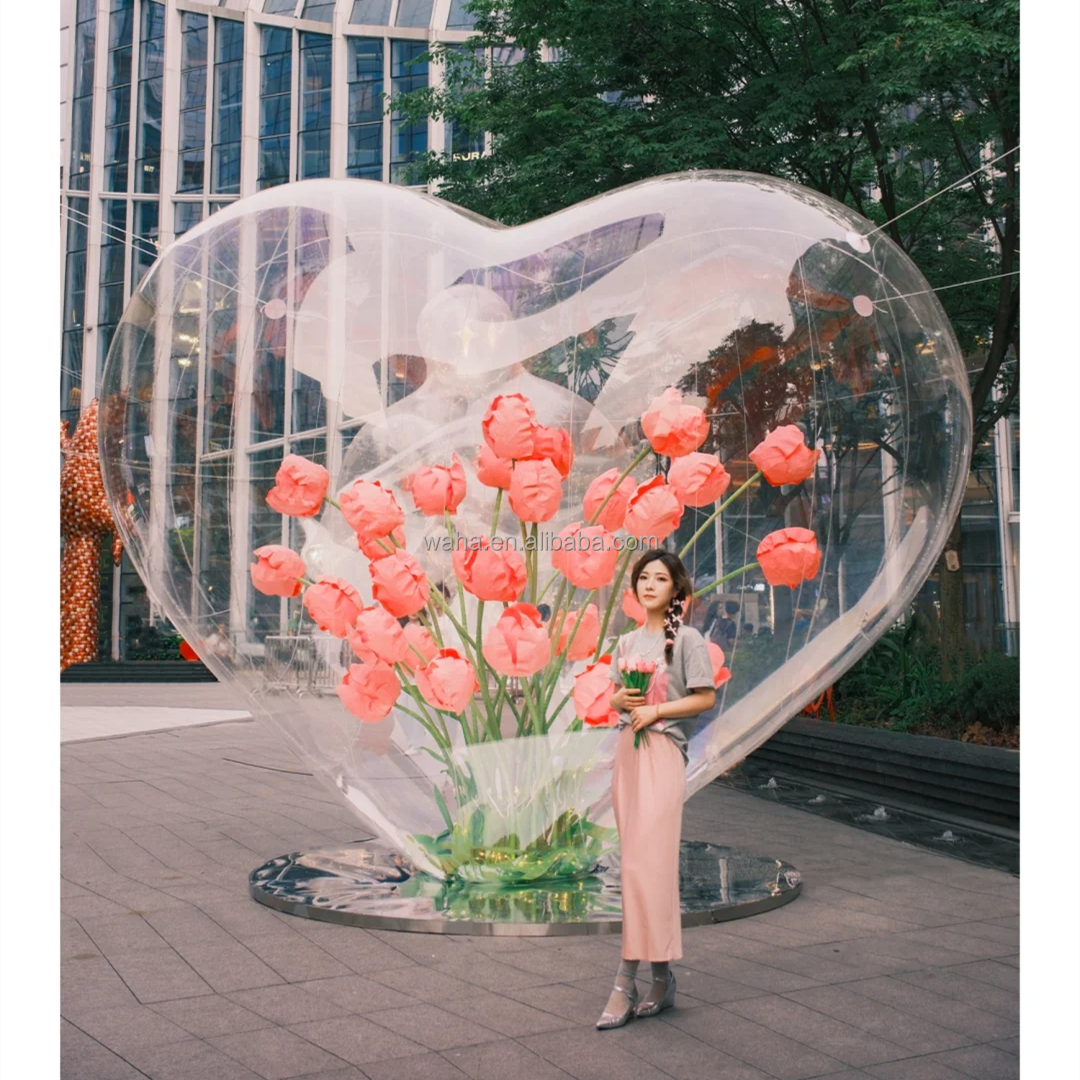 Inflatable Love Balloon Inflatable Red Heart for Party Weeding Valentine's Day Holiday Decorations Advertising Install Balloons