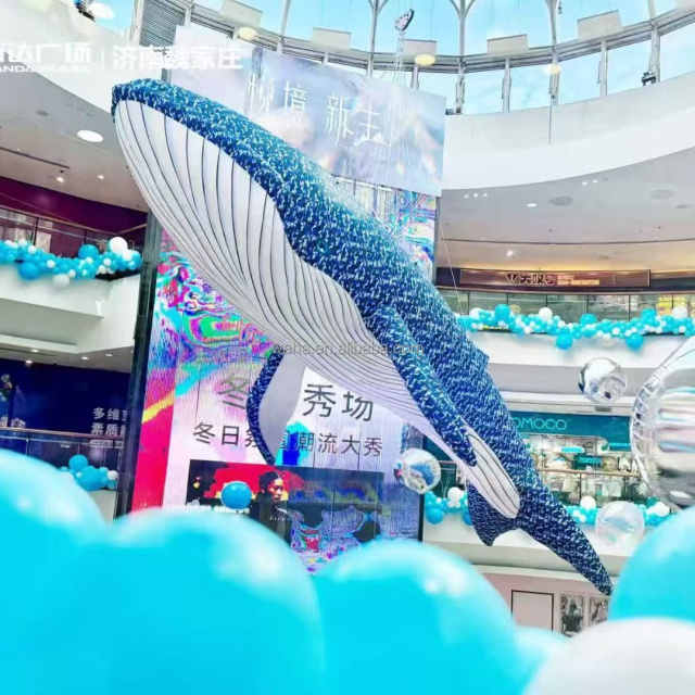 Marine Theme Party Hang Light Inflatable Whale Sea Animals Model for Event Decoration