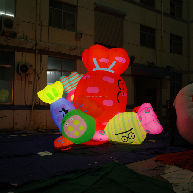 Light up Christmas Outdoors Decorative Props Hanging Inflatable Candy Sweets Balloon Inflatable Giant Lollipop Bonbon