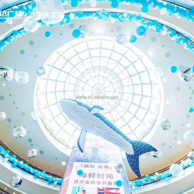 Marine Theme Party Hang Light Inflatable Whale Sea Animals Model for Event Decoration
