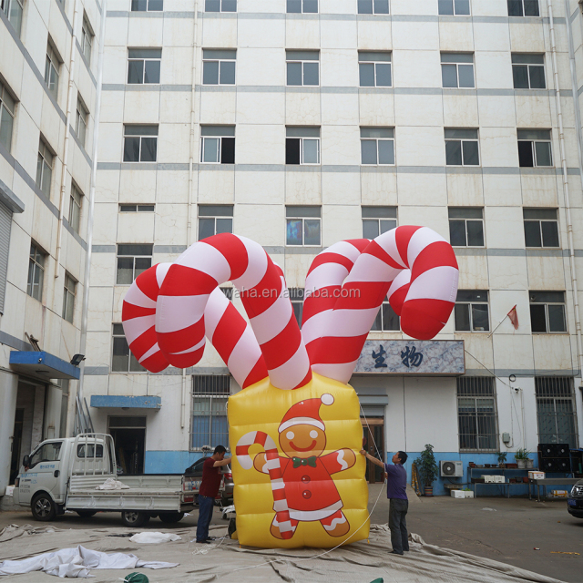 Light up Christmas Outdoors Decorative Props Hanging Inflatable Candy Sweets Balloon Inflatable Giant Lollipop Bonbon