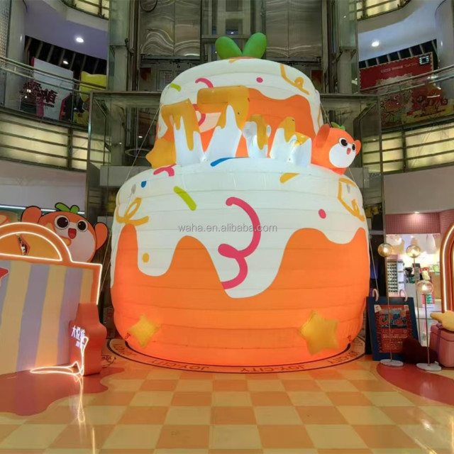 Custom Inflate Big Inflatables Advertising Mascot Cake Balloons Commercial Giant Inflatable Birthday Cake with Candy