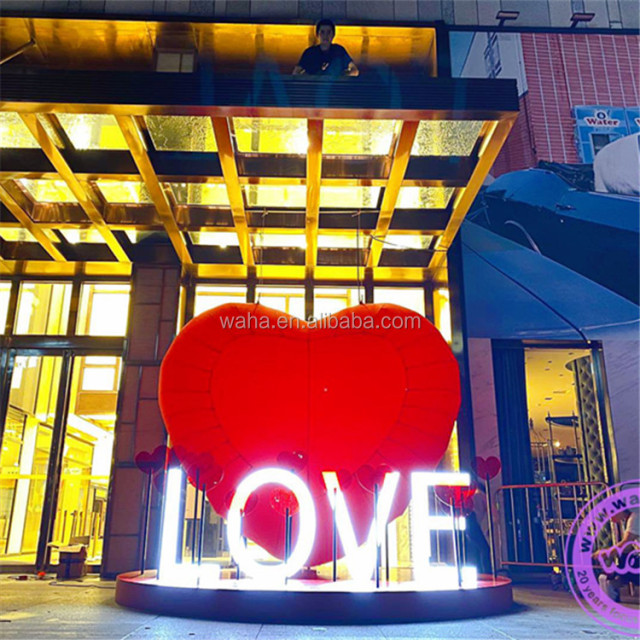 Wedding /Valentines love Large Led Heartbeat Lamp Inflatable Red Heart Shining Giant Decoration Inflatable Heart with Led Light