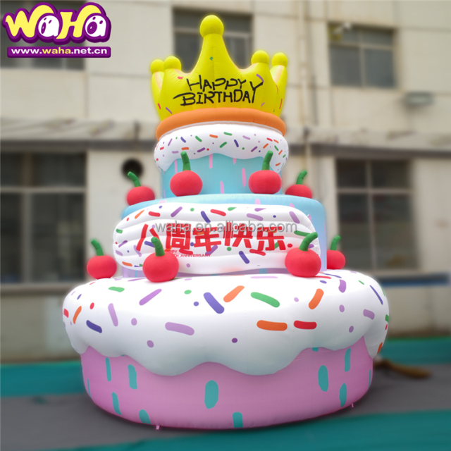 Custom Inflate Big Inflatables Advertising Mascot Cake Balloons Commercial Giant Inflatable Birthday Cake with Candy