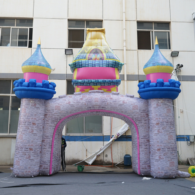 Golden Inflatable Event Arch , Eatrance Inflatable Castle Arch for Sale , Inflatable Festival Archway Balloon for Advertising