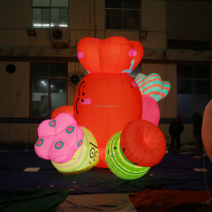 Light up Christmas Outdoors Decorative Props Hanging Inflatable Candy Sweets Balloon Inflatable Giant Lollipop Bonbon
