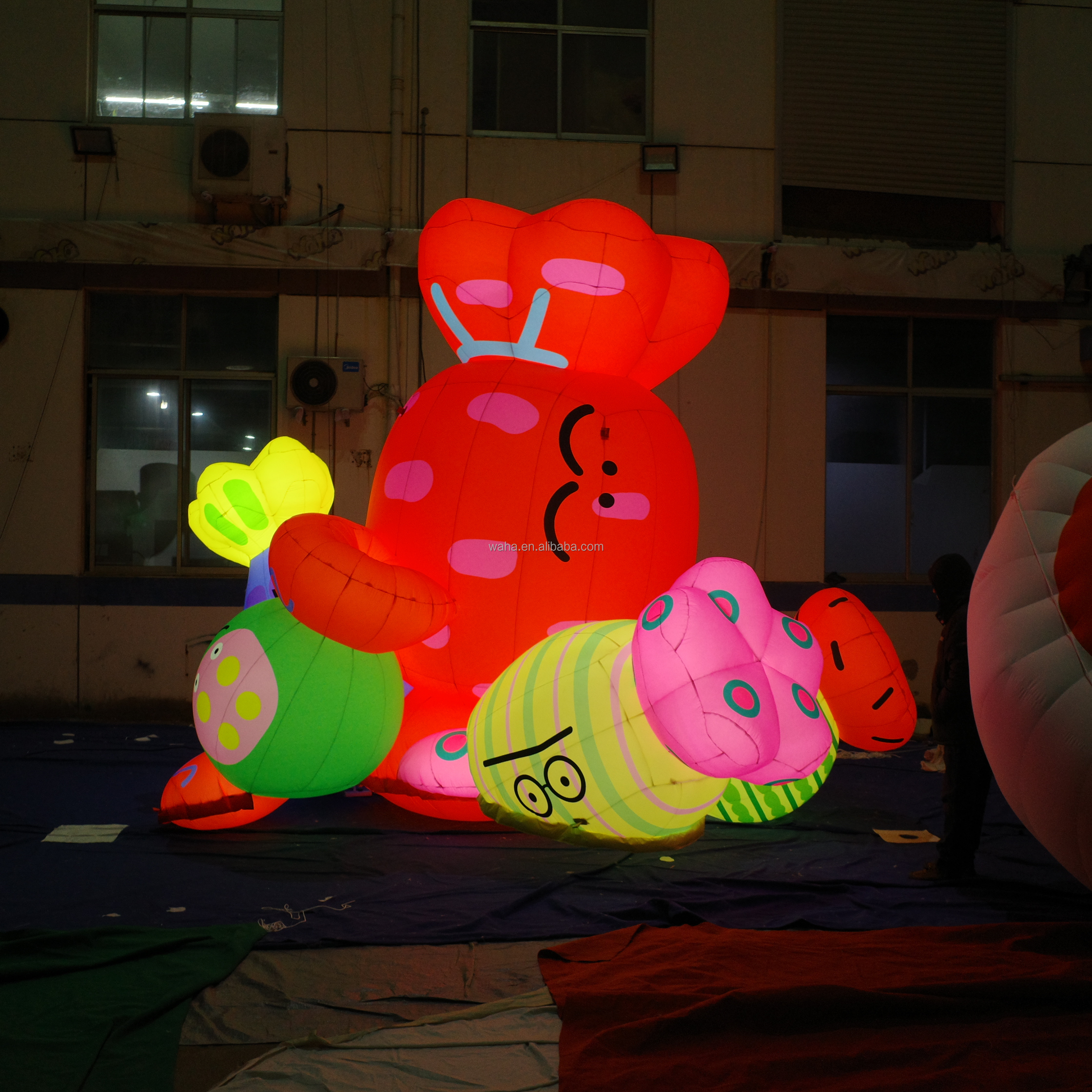 Light up Christmas Outdoors Decorative Props Hanging Inflatable Candy Sweets Balloon Inflatable Giant Lollipop Bonbon