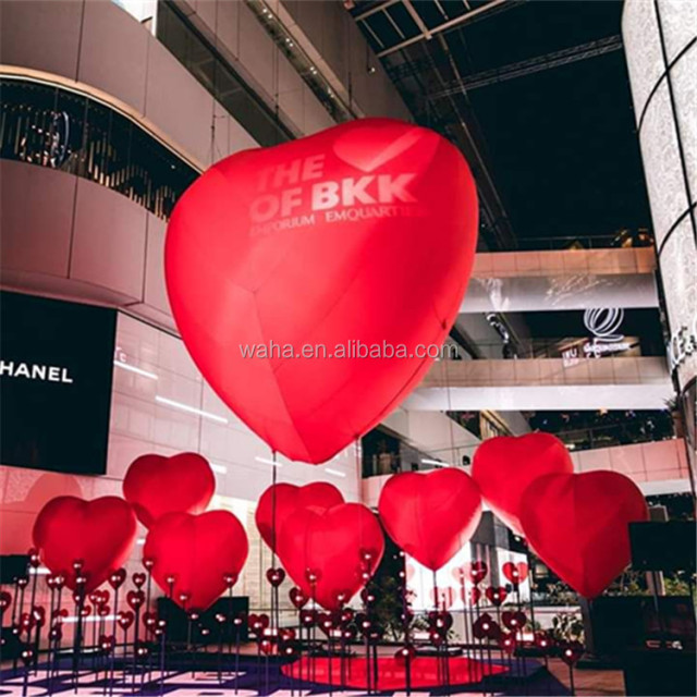 Wedding /Valentines love Large Led Heartbeat Lamp Inflatable Red Heart Shining Giant Decoration Inflatable Heart with Led Light