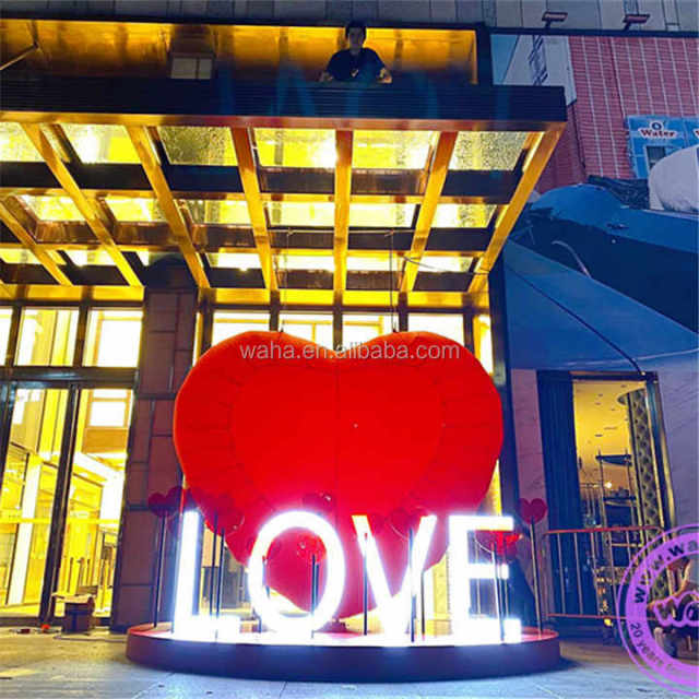 Wedding /Valentines love Large Led Heartbeat Lamp Inflatable Red Heart Shining Giant Decoration Inflatable Heart with Led Light