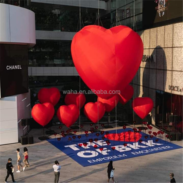 Wedding /Valentines love Large Led Heartbeat Lamp Inflatable Red Heart Shining Giant Decoration Inflatable Heart with Led Light