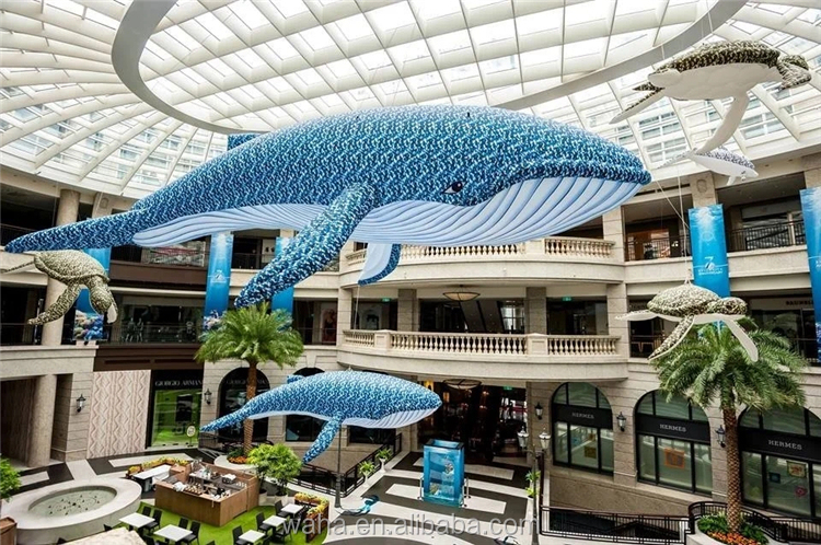 Marine Theme Party Hang Light Inflatable Whale Sea Animals Model for Event Decoration