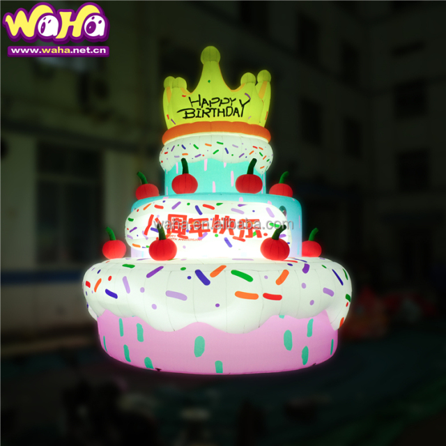 Custom Inflate Big Inflatables Advertising Mascot Cake Balloons Commercial Giant Inflatable Birthday Cake with Candy