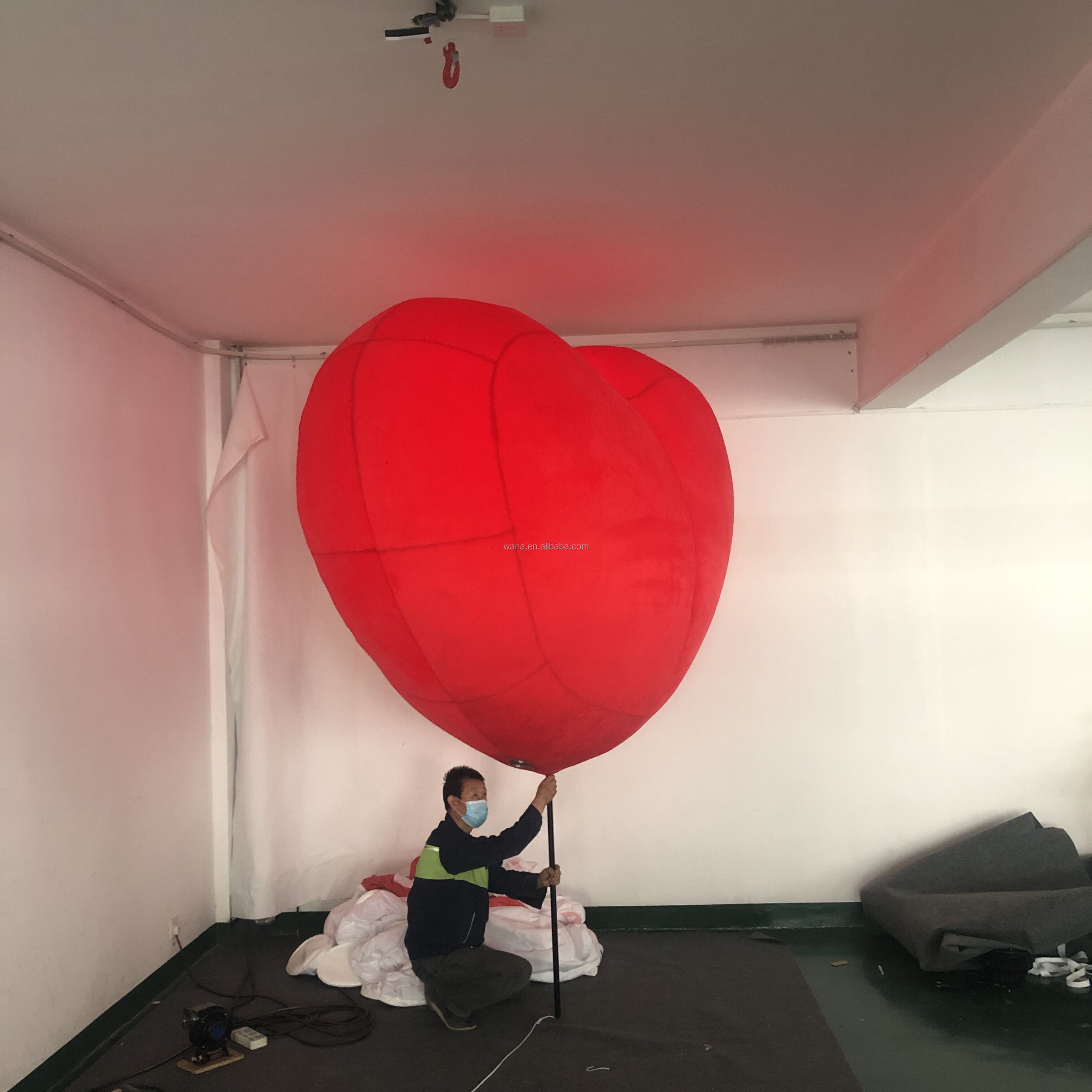 Wedding /Valentines love Large Led Heartbeat Lamp Inflatable Red Heart Shining Giant Decoration Inflatable Heart with Led Light
