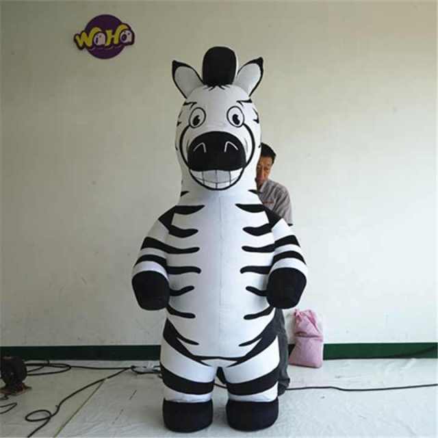 Adult Advertising Walking Cartoon Mascot Horse Inflatable Zebra Clothes Mascot Costume for City Parade Events