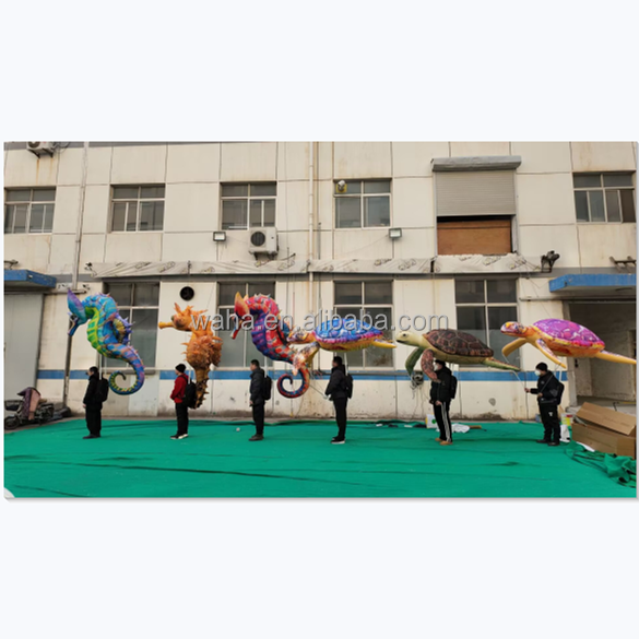 Colorful Inflatable Seahorse Sea Animal Puppet Inflatable Turtle Seahorse Costume With Led Light