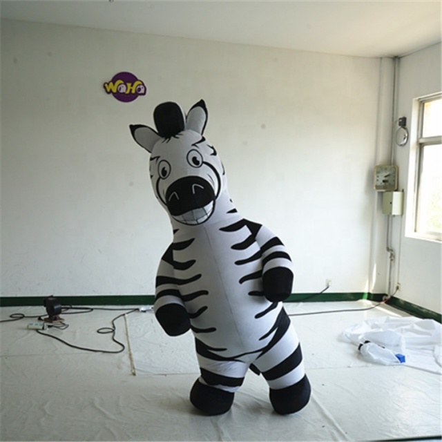 Adult Advertising Walking Cartoon Mascot Horse Inflatable Zebra Clothes Mascot Costume for City Parade Events