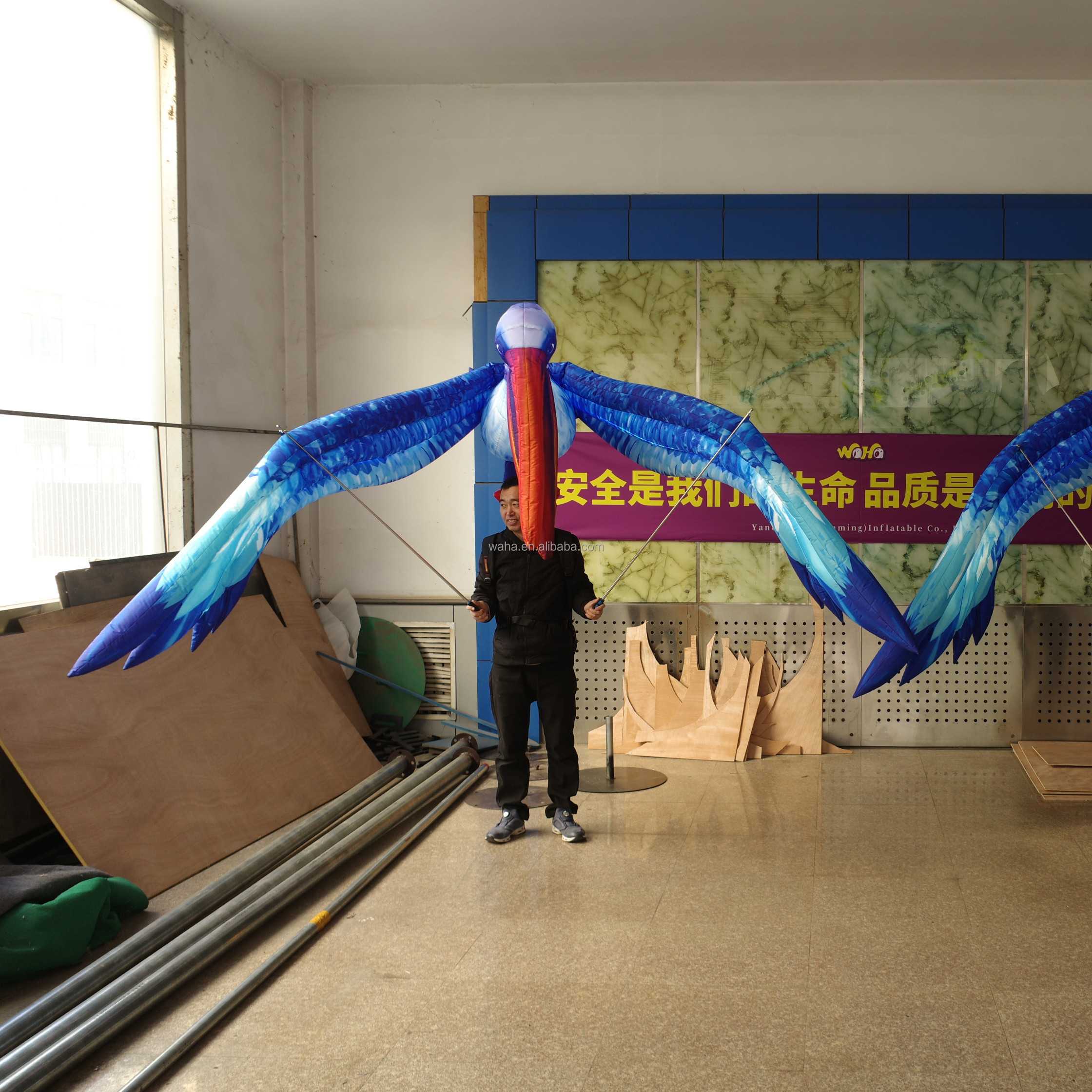 Custom Made Lighting Inflatable Pelicans Bird Puppet Parade, Printing Inflatable Crane Costume Event Show for Adults