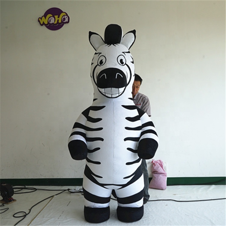 Adult Advertising Walking Cartoon Mascot Horse Inflatable Zebra Clothes Mascot Costume for City Parade Events