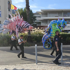 Colorful Inflatable Seahorse Sea Animal Puppet Inflatable Turtle Seahorse Costume With Led Light