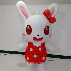 Customized Inflatable White Rabbit Costume Wearing Walking Doll Costume Inflatable Mascot Suit for Adult Advertising Inflatables