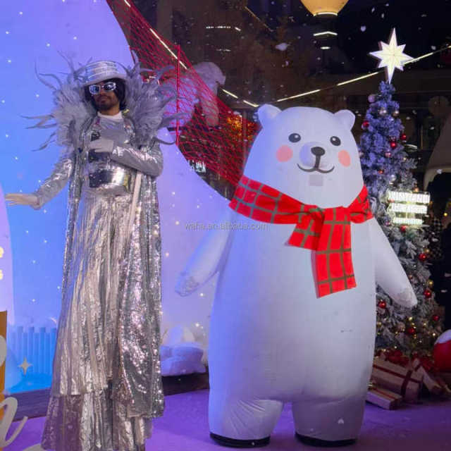 Parade Events Inflatable Walking Polar Bear Cartoon Puppet Suit Costume