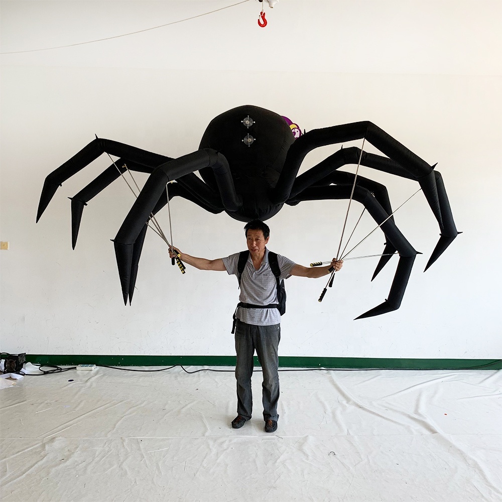 Parade Puppet Inflatable Orange Spider Costume Inflatable Spider Puppet for Halloween Decoration