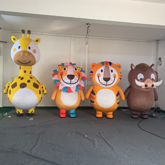 Advertising Inflatable lion tiger Giraffe Wild Boar Cartoon Characters Mascot Costume for Parade Decoration