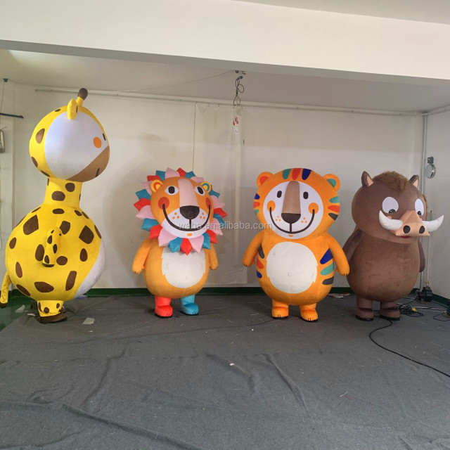 Advertising Inflatable lion tiger Giraffe Wild Boar Cartoon Characters Mascot Costume for Parade Decoration