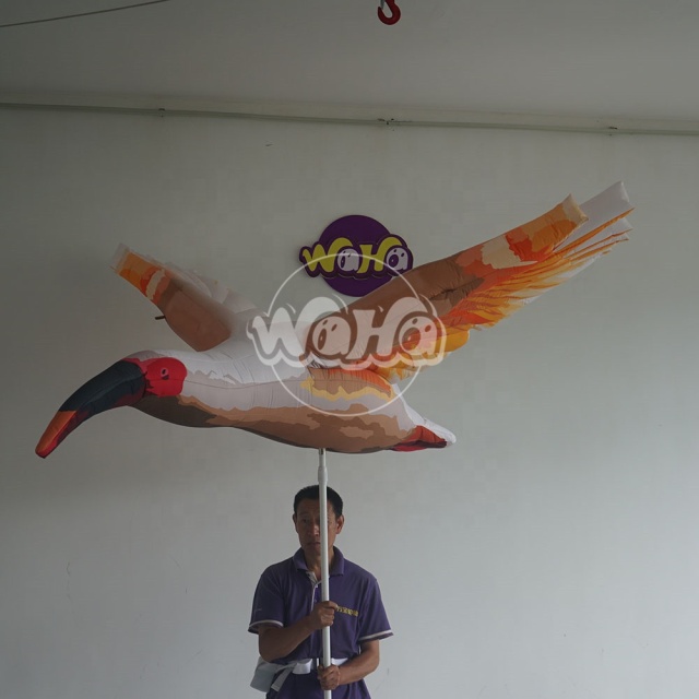 Custom Made Lighting Inflatable Pelicans Bird Puppet Parade, Printing Inflatable Crane Costume Event Show for Adults