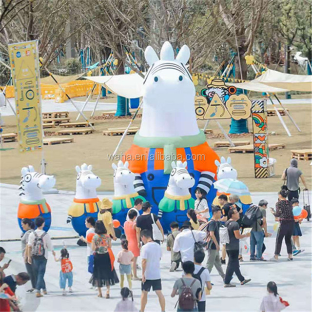 Adult Advertising Walking Cartoon Mascot Horse Inflatable Zebra Clothes Mascot Costume for City Parade Events