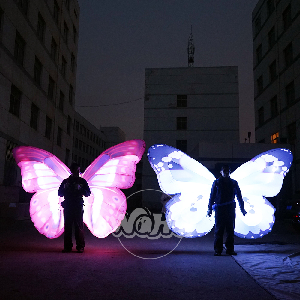 Stilts Performance Inflatable butterfly Wing Costume with Led Light for Parade Event Decoration