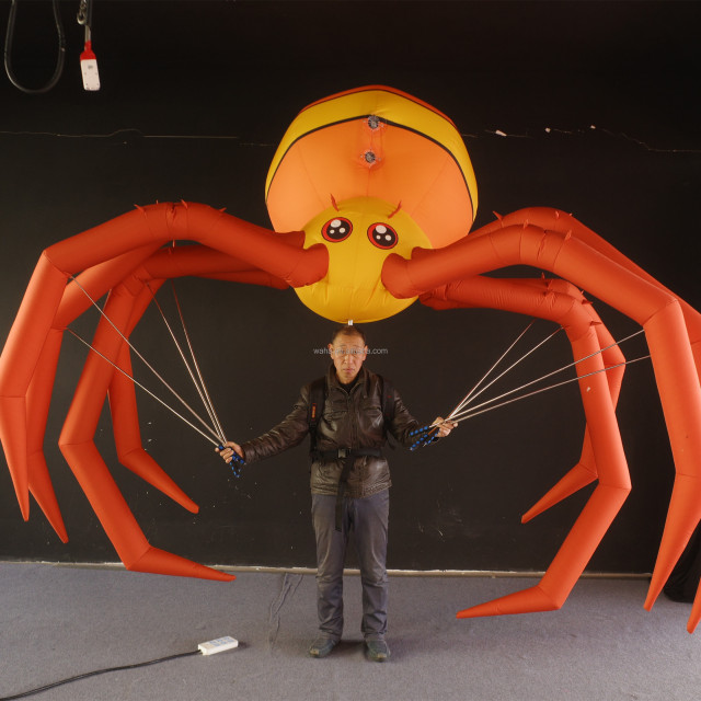 Parade Puppet Inflatable Orange Spider Costume Inflatable Spider Puppet for Halloween Decoration