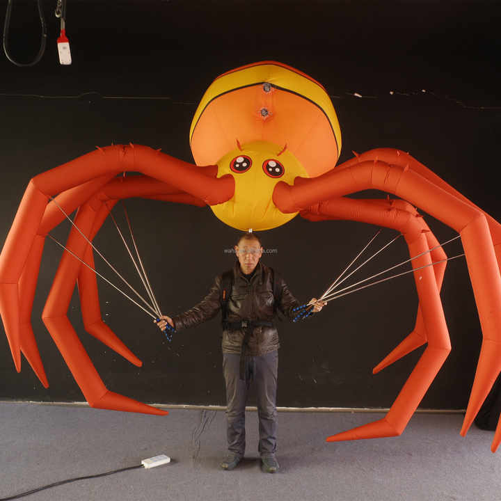 Parade Puppet Inflatable Orange Spider Costume Inflatable Spider Puppet for Halloween Decoration