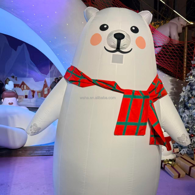 Parade Events Inflatable Walking Polar Bear Cartoon Puppet Suit Costume