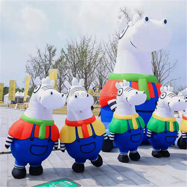 Adult Advertising Walking Cartoon Mascot Horse Inflatable Zebra Clothes Mascot Costume for City Parade Events