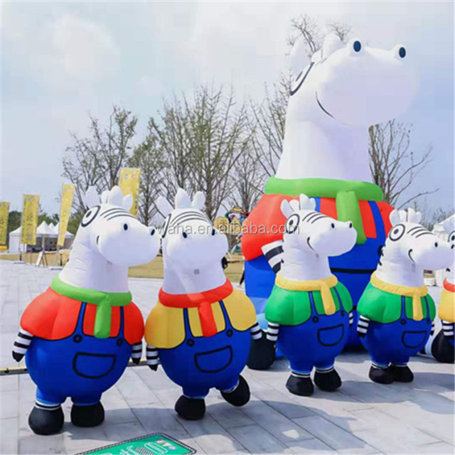 Adult Advertising Walking Cartoon Mascot Horse Inflatable Zebra Clothes Mascot Costume for City Parade Events