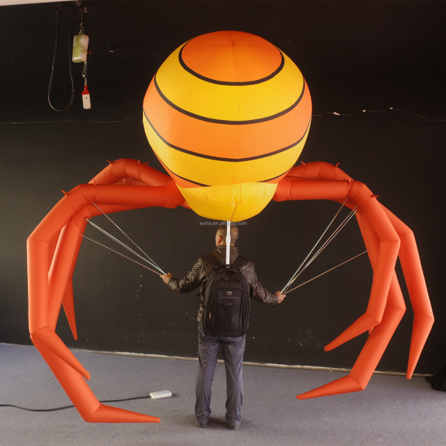 Parade Puppet Inflatable Orange Spider Costume Inflatable Spider Puppet for Halloween Decoration