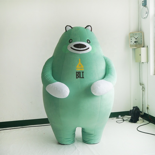 Popular Smiling Bear Mascot Costume Inflatable Adult Party Bear Animal Costume Built-in-Fan for Sale