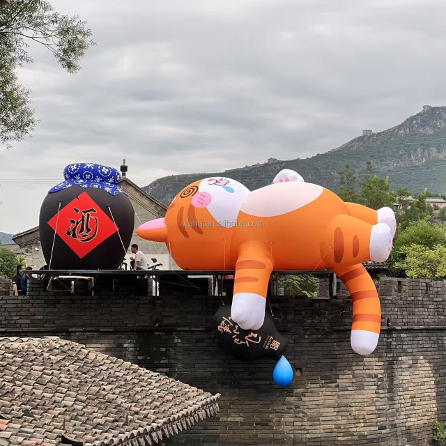 Custom White Inflatable Cat Model with Blower Lifelike Advertising Inflatables for Decoration