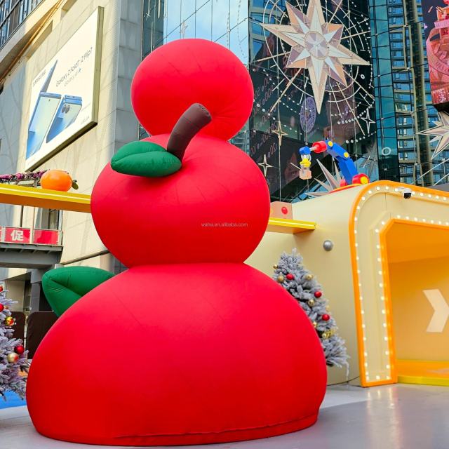 Giant Red Apple Inflatable Apple Advertising Model for Shopping Mall Party Activity Props Airborne Fruit Display